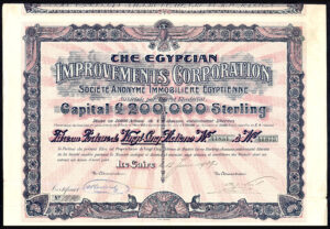 Egypt: Egyptian Improvements Corporation S.A., 25 shares of £4, 1907