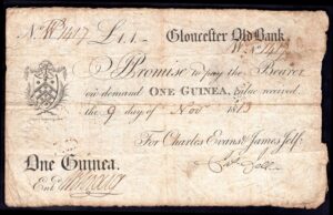 Gloucester Old Bank (Charles Evans & James Jelf), 1 guinea, 1813. Fine