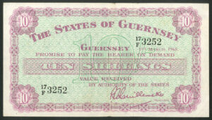 Guernsey, States issue, 10 shillings, 1st March 1965, series 17/F (BNYB GU32b). VF