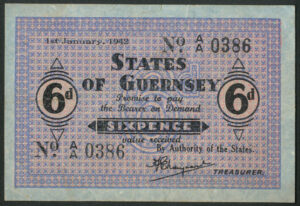 Guernsey, German Occupation, 6 pence, 1-1-1942, series XA/A (BNYB GU24b). AVF