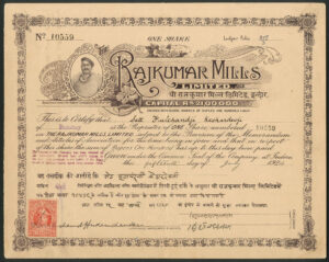 India: Rajkumar Mills Limited, 100 rupee share, 192[4]