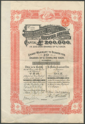 Australia: Western Australia, Whim Well Copper Mines Ltd., 10 shares of £1, 1911