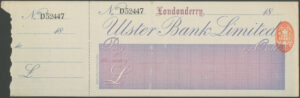 Ulster Bank Limited, Londonderry branch, unused cheque,18[97]