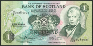 Scotland, Bank of Scotland, 1 pound, 4-11-1980, series D/27 (BNYB SC109d). AUNC.