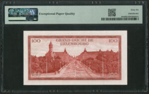 Luxembourg, Grand Duché, 100 francs, 15 July 1970, D988340 (Pick 56a). PMG 66 GEM UNC EPQ. - Image 2
