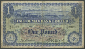Isle of Man, Isle of Man Bank Ltd., 1 pound, 5th May 1937, V/2 2998, VG but scarce