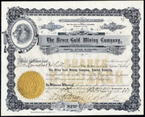 Canada, British Columbia, Bruce Gold Mining Company, $1 shares, 1897