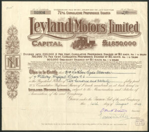 Great Britain, Leyland Motors Limited, 7½% preference shares, 1942