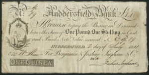Huddersfield Commercial Bank (Benjamin & Joshua Ingham & Co.), 1 guinea, 18[11]. AVF