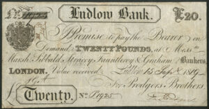 Ludlow Bank (Prodgers Brothers), 20 pounds, 18[19], fine