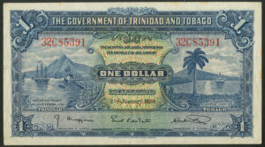 Trinidad and Tobago, Government, 1 dollar, 2nd January 1939, Pick 5b, VF-EF