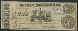 U.S.A. - Tennessee, Bank of Chattanooga, 2 dollars, January 4th 1863, GF