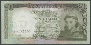 Portugal, Banco de Portugal, 20 escudos, 26th May 1964 (Pick 167b), UNC
