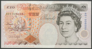 Bank of England, G.E.A. Kentfield, 10 pounds, (1992), series A01 (EPM B366), UNC