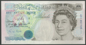 Bank of England, G.M. Gill, 5 pounds, (1990), series A01 (EPM B357), UNC