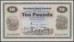 Northern Ireland, Northern Bank Ltd., 10 pounds, 1st January 1976, BNYB NI624c, AUNC