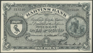 Isle of Man, Martins Bank Ltd., 1 pound, 1st Feb. 1957, BNYB IM13f, EF