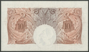 Bank of England, L.K. O'Brien, 10 shillings, (1955), series C34Y (EPM B271), UNC - Image 2