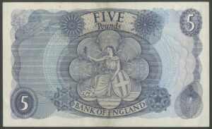 Bank of England, J.S. Fforde, 5 pounds, (1967), series 83C (EPM B314), VF-EF - Image 2
