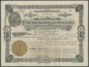 U.S.A.: Idaho Gold Mining and Milling Company Limited, $1 shares, 1908