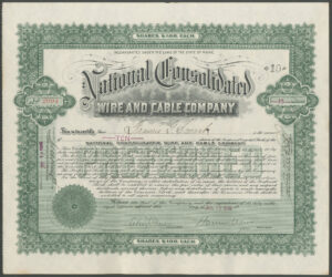 U.S.A.: National Consolidated Wire and Cable Co., preferred shares, 1906
