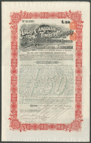 Canada: Anglo-Canadian Timber Company of British Columbia Limited, £50 debenture, 1911