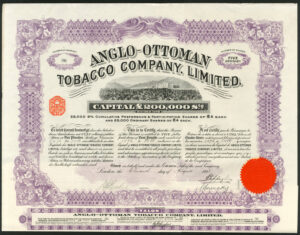 Ottoman Empire: Anglo-Ottoman Tobacco Co. Ltd., 5 ordinary shares, 1913