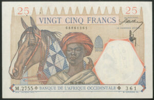 French West Africa, Banque de L'Afrique Occidentale, 25 francs, 24-2-1942 (Pick 27), GEF