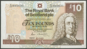 Scotland, Royal Bank of Scotland plc, 10 pounds, 24-2-1988 (BNYB SC852). AEF.