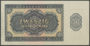 German Democratic Republic, Deutschen Notenbank, 20 Deutsche Mark, 1955 (Pick 19a), UNC - Image 2