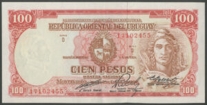 Uruguay, Banco de la Republica, 100 pesos, 1939, series D (Pick 39c), EF