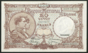 Belgium, Banque Nationale, 20 francs, 21-03-40 (Pick 111), NEF