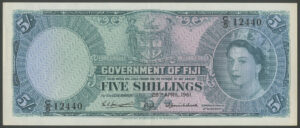 Fiji, Government, 5 shillings, 28th April 1961 (Pick 51b), GEF