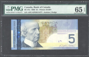Canada, Bank of Canada, 5 dollars, 2006, Jenkins/Dodge, PMG 65 EPQ Gem Uncirculated