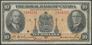 Canada: Royal Bank of Canada, 10 dollars, 2nd January 1935 (Pick S1392), VF