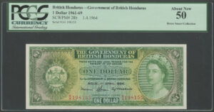British Honduras, Government, 1 dollar, 1st April 1964 (Pick 28b), PCGS About New 50