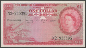 British Caribbean Territories, Eastern Group, 1 dollar, 3rd Jan. 1956 (Pick 7b), GEF