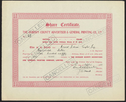 Durham-County-Advertiser-General-Printing-Co-Ltd-1-ordinary-shares-1920-381876489890
