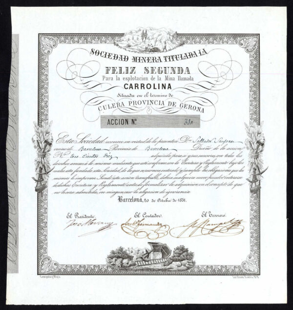 Spain-Soc-Minera-Titulada-la-Feliz-Segunda-Carrolina-one-share-1851-172060006460