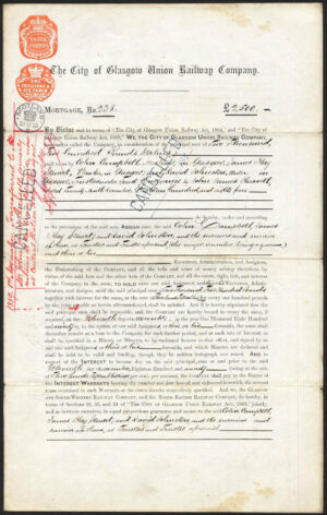 City of Glasgow Union Railway Co., Mortgage Debenture, 1885