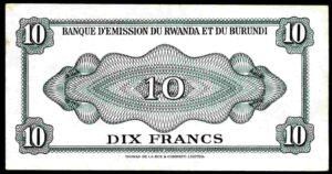 Rwanda-Burundi. Ten Francs, N477615, 15-10-60, Very Fine- Extremely Fine. - Image 3