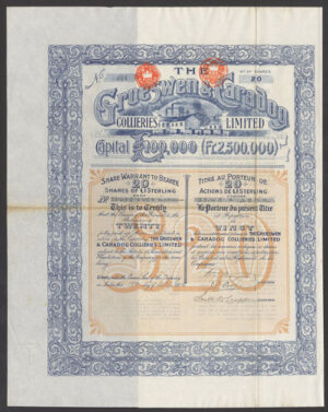 Groeswen & Caradog Collieries Ltd., Caerphily, nr Cardiff, 20 x £1 shares, 1902