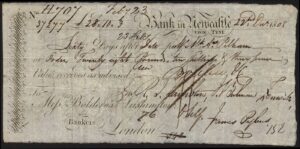 Bank in Newcastle upon Tyne, bill of exchange, 1808, to Boldero's & Lushington - Image 1