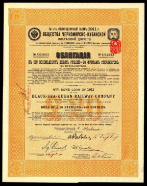 Russia: Black-Sea-Kuban Railway Co., 4½% Loan, 1911, £20 bond