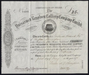 Ynisarwed Resolven Colliery Co. Ltd., £25 share, 1873