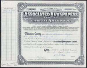 Associated Newspapers Ltd., deferred 5/- shares, 1938
