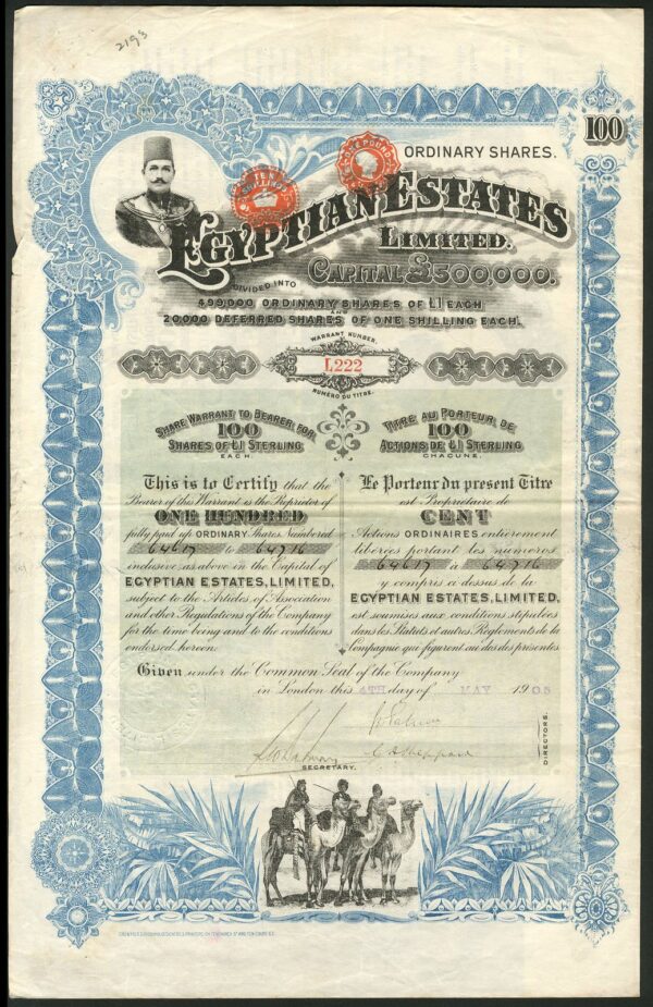 Egyptian-Estates-Ltd-100-ordinary-shares-of-1-1905-blue-381654800505