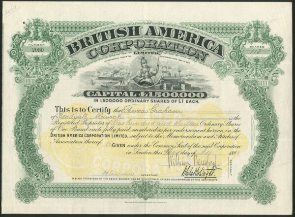 British-America-Corporation-1-shs-1898-facsimile-signature-Whitaker-Wright-172225210886