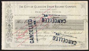 City of Glasgow Union Railway Co., 4% debenture stock, 1879