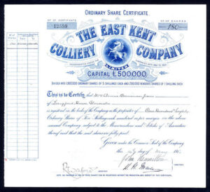 East Kent Colliery Co. Ltd., 5 shilling shares, 1912